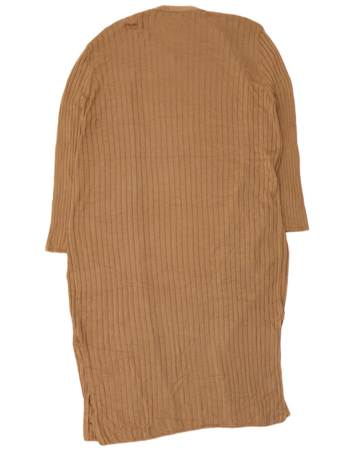 Suéter cardigã feminino Longline Marks & Spencer Reino Unido 16 grande marrom