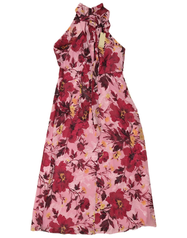 Vestido maxi feminino Oasis Halter UK 10 pequeno poliéster floral rosa