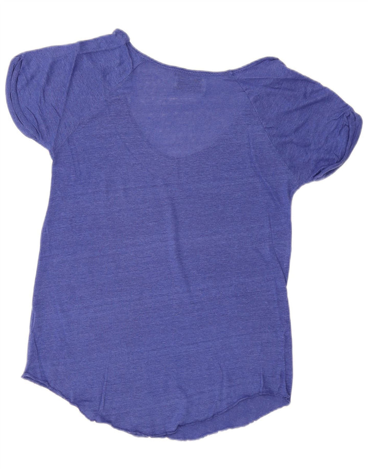 Camiseta feminina Zara UK 14 médio azul manchado