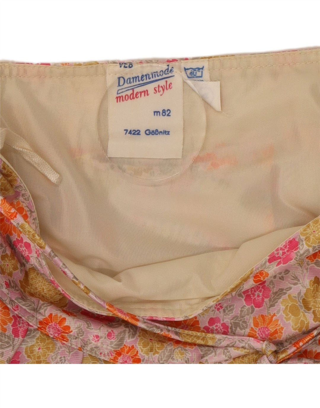 Saia evasê feminina VINTAGE W26 pequena floral multicolorida