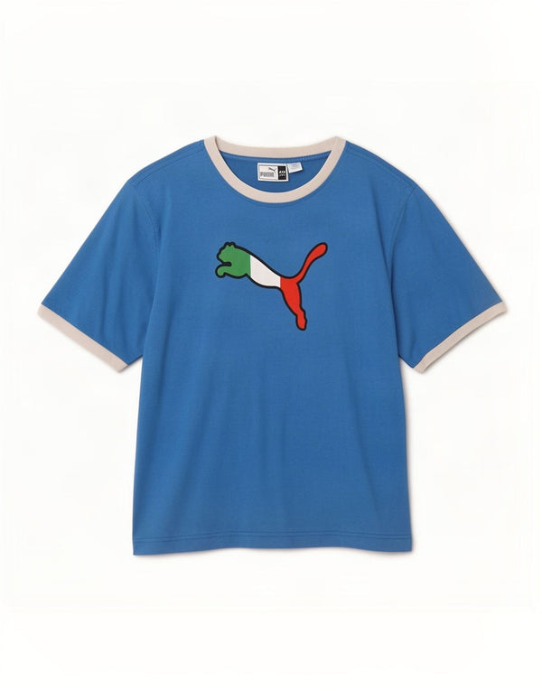 Camiseta gráfica masculina Puma Top 2XL azul colorblock