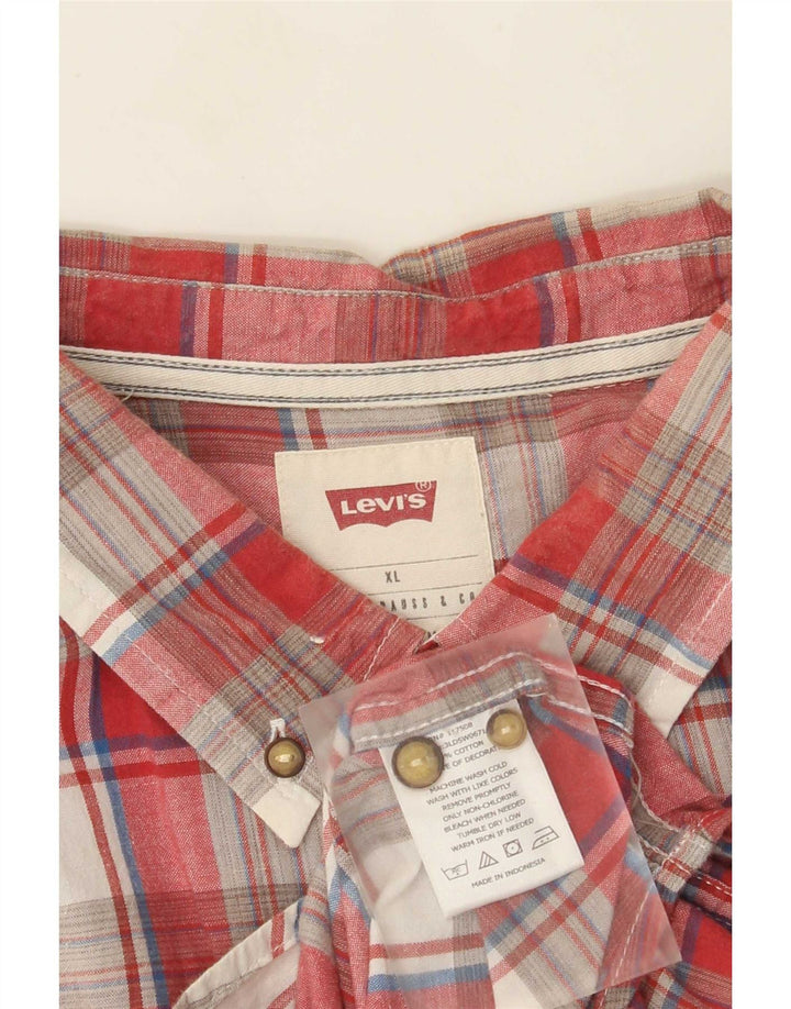 Camisa masculina de manga curta Levi's XL vermelha xadrez algodão