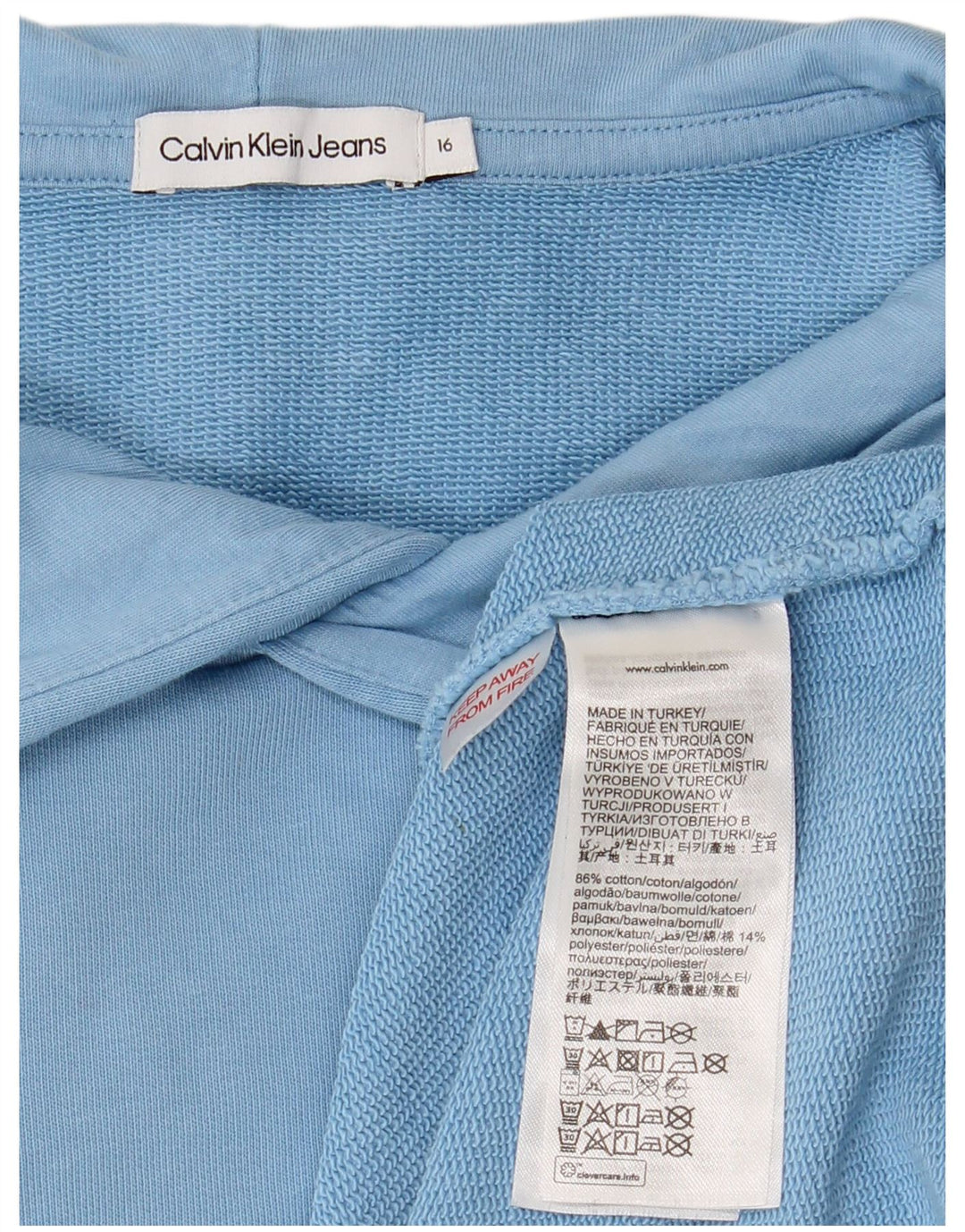 CALVIN KLEIN JEANS Meninos moletom com capuz 15-16 anos algodão azul