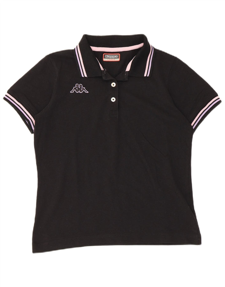Camisa polo feminina Kappa UK 14 grande bloco colorido preto