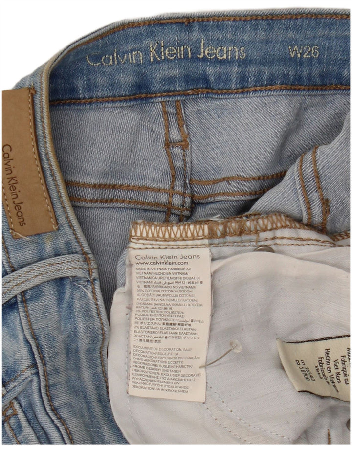Shorts jeans feminino CALVIN KLEIN W26 pequeno algodão azul