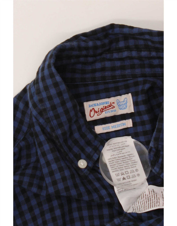 Camisa masculina Jack & Jones média azul marinho algodão guingão