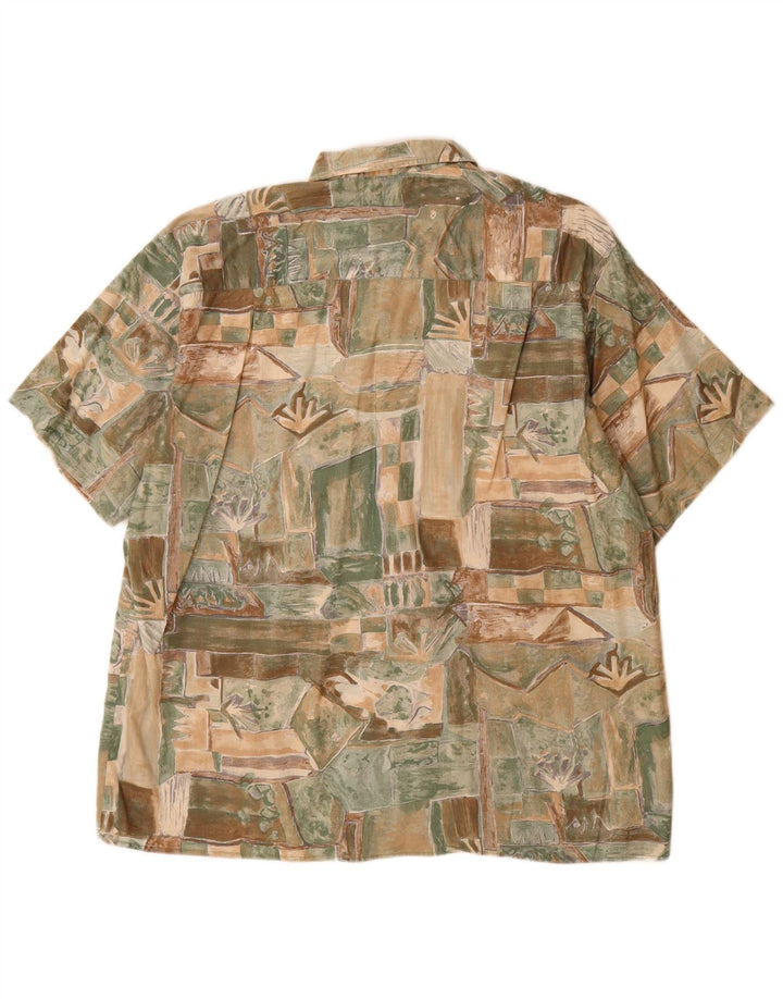 Camisa masculina vintage de manga curta com padrão abstrato UK 45/46 XL multicolorida
