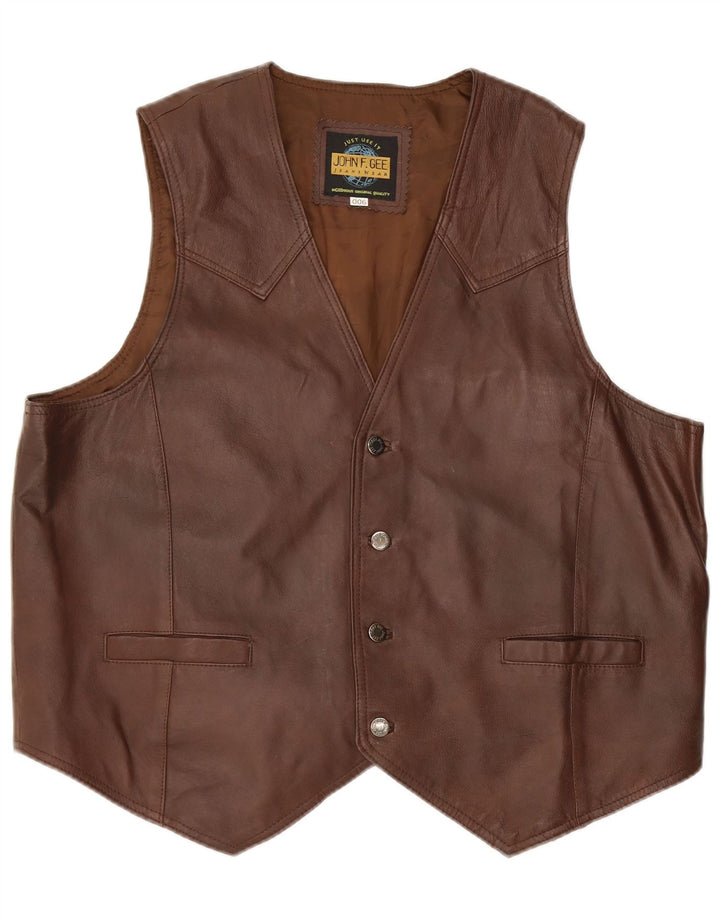 Colete de couro masculino John F Gee XL marrom
