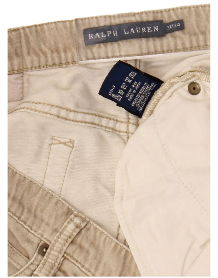 Calça feminina reta casual RALPH LAUREN W31 L34 algodão bege