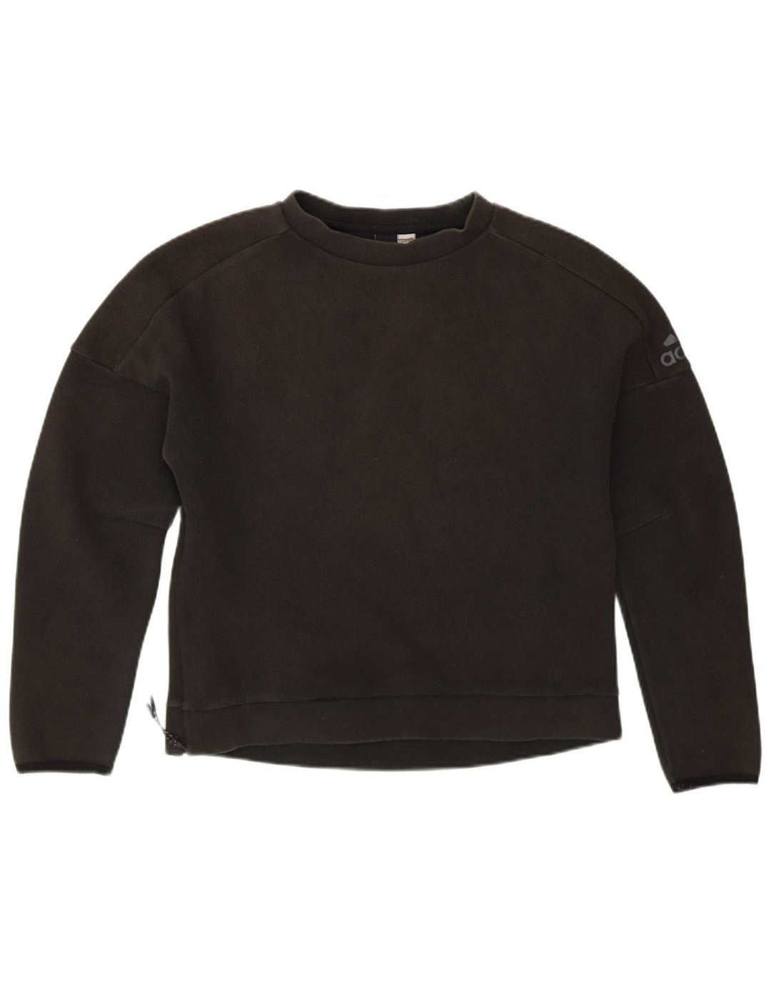 ADIDAS Womens Crop Graphic Sweatshirt Jumper UK 12 Médio Preto