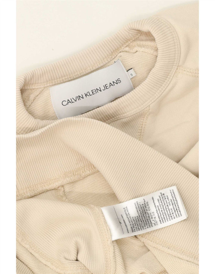 Calvin Klein Jeans moletom masculino jumper pequeno algodão bege