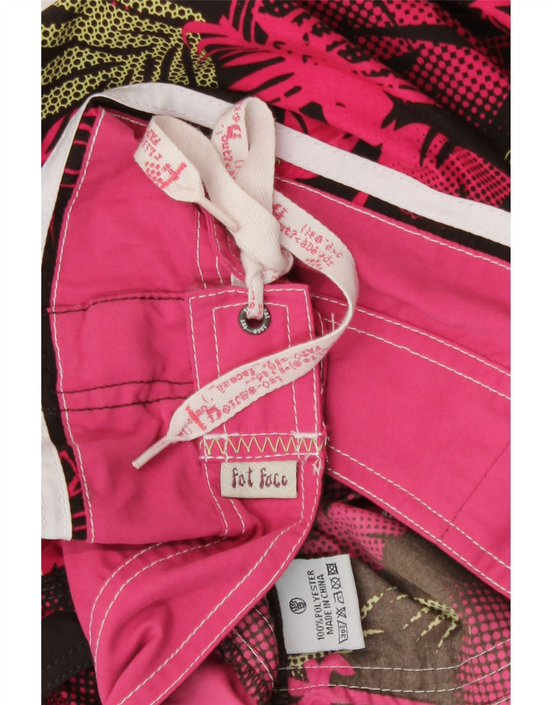 Praia floral cor-de-rosa média do poliéster do short de natação dos homens da cara gorda W32 L12