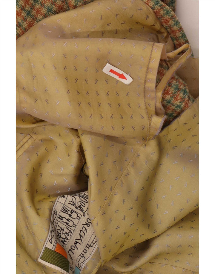 Jaqueta blazer masculina vintage com 2 botões IT 52 XL verde houndstooth lã