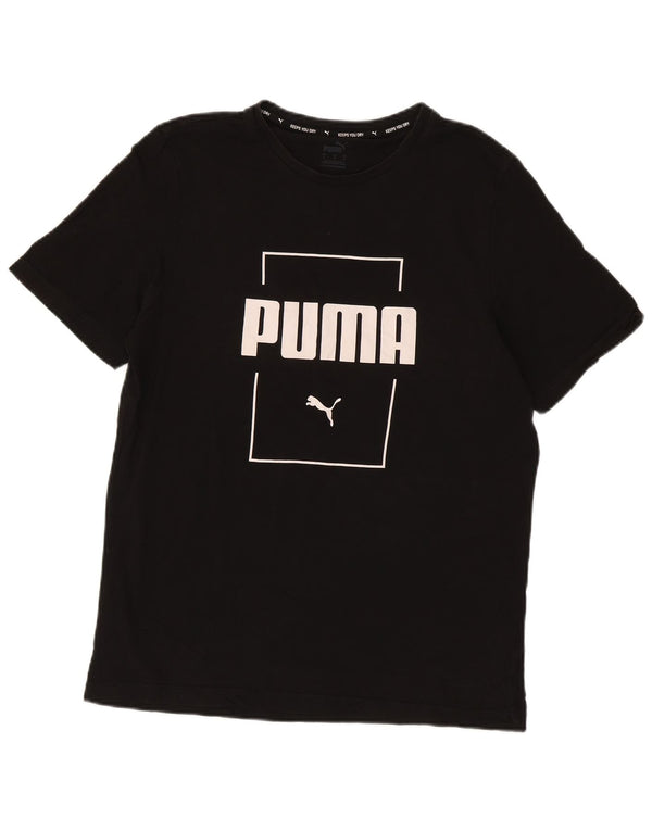 Puma Mens Graphic T-Shirt Top Grande Algodão Preto