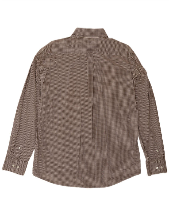 Camisa masculina GANT grande de algodão xadrez marrom
