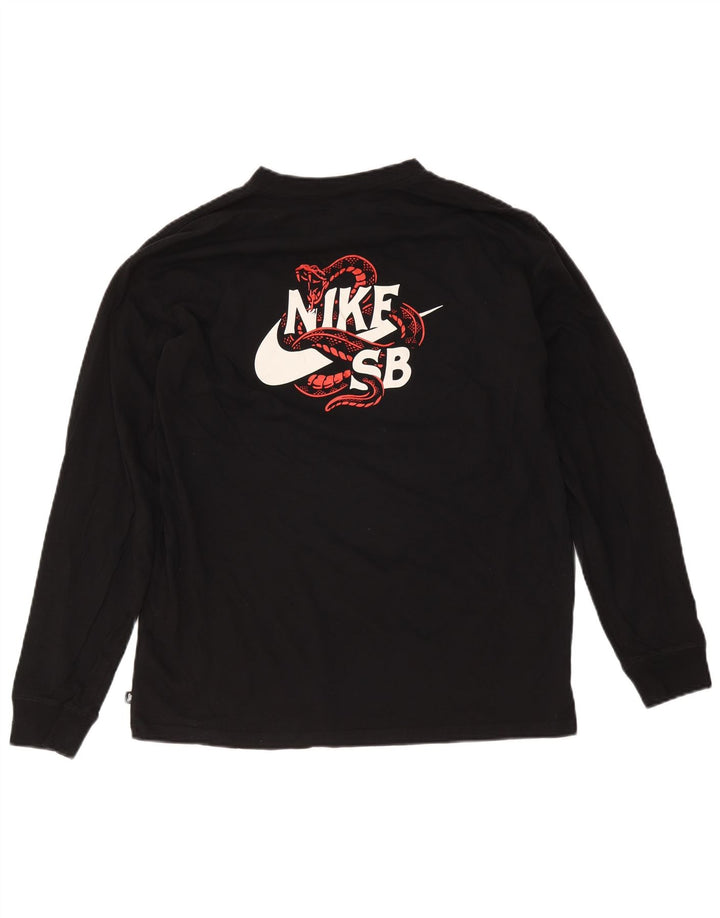 Top gráfico masculino Nike Loose Fit manga comprida algodão preto médio