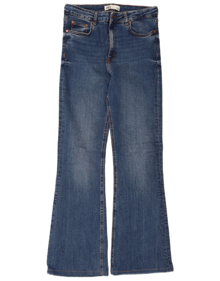 Zara Calça Jeans Feminina Flared EU 40 Médio W30 L30 Azul