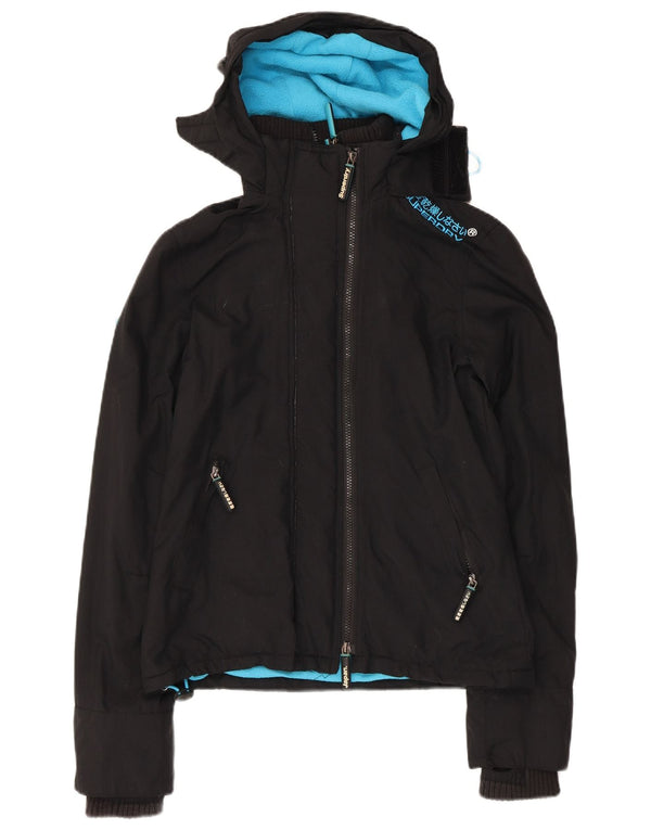 Jaqueta corta-vento masculina Superdry com capuz gráfico e capuz UK 6 XS preta