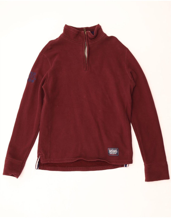 Suéter masculino Superdry com gola redonda e zíper grande de algodão marrom