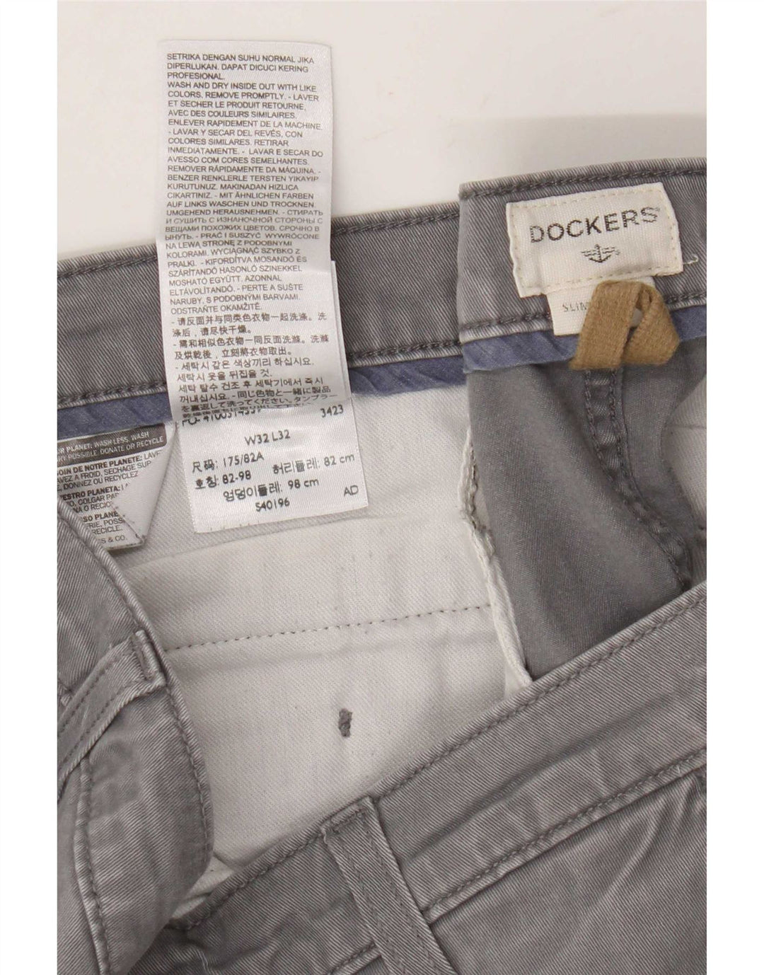 Calça Dockers masculina Slim Chino W32 L29 algodão cinza