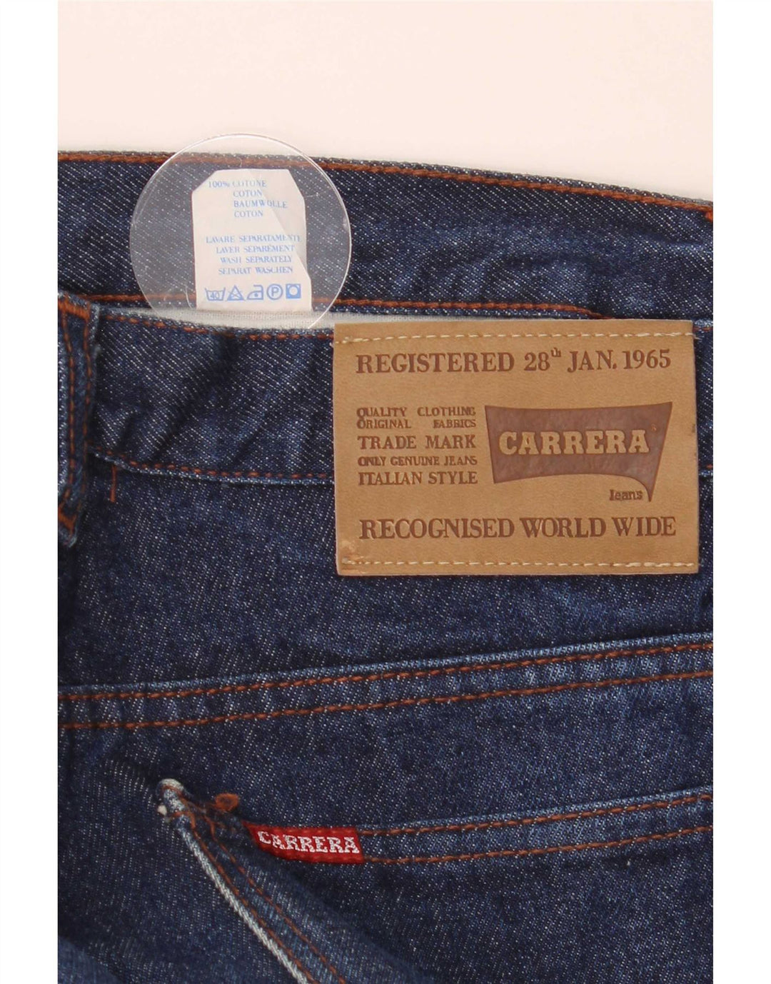Carrera Mens Straight Jeans W34 L31 Azul Marinho Algodão
