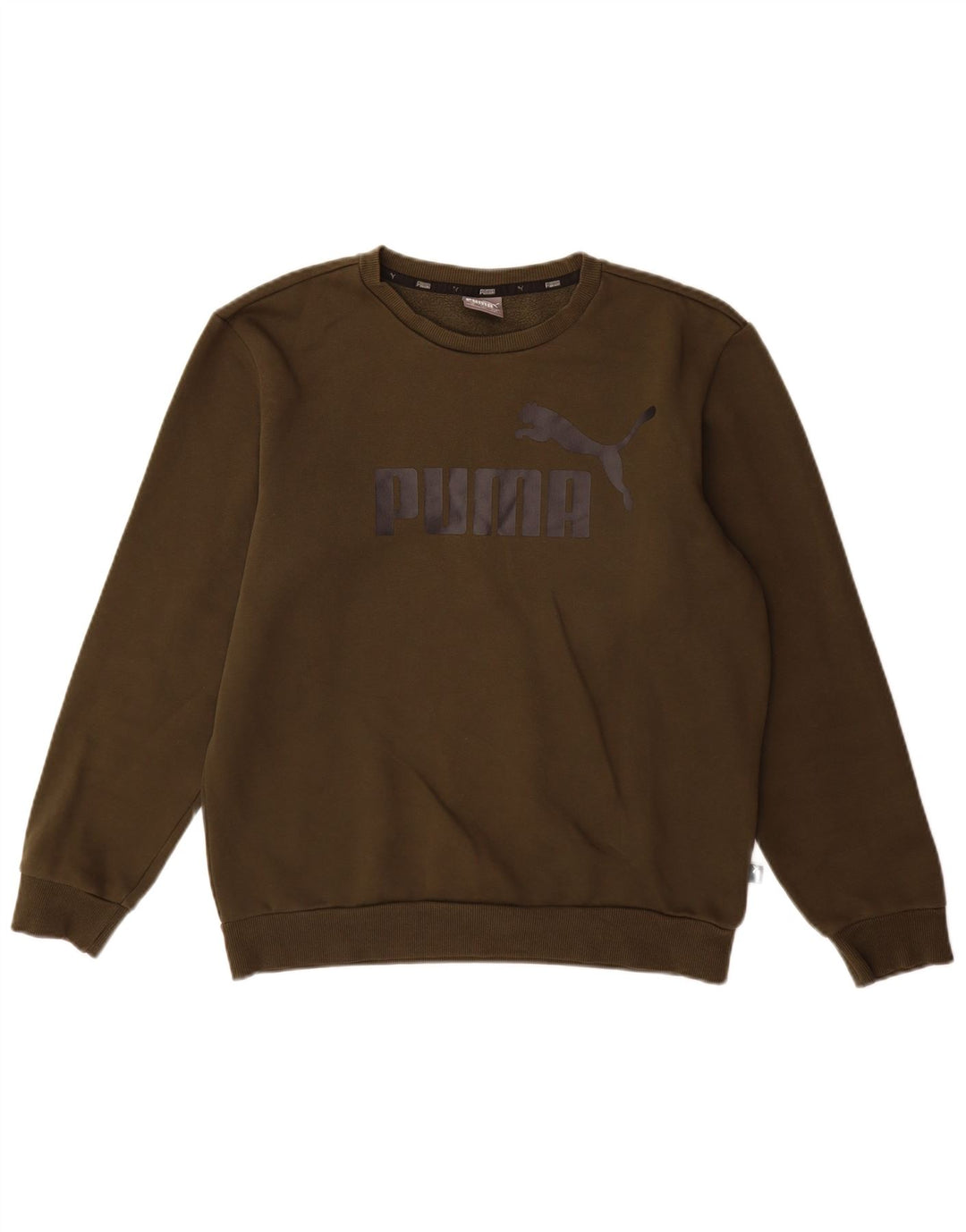 Puma Mens Graphic Moletom Jumper Pequeno Algodão Cáqui