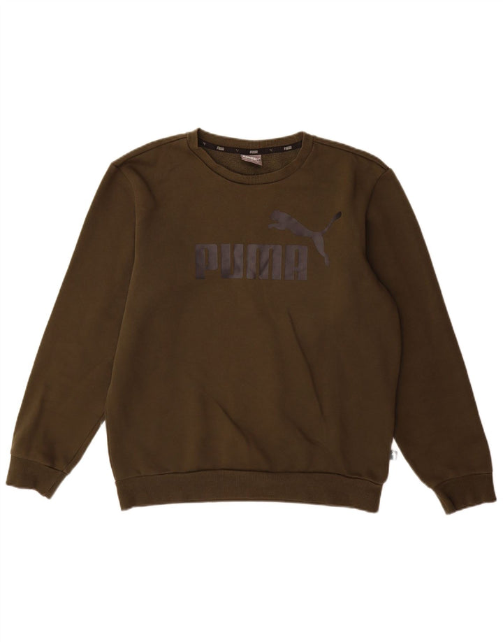 Puma Mens Graphic Moletom Jumper Pequeno Algodão Cáqui