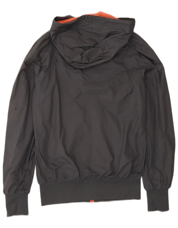Jaqueta de chuva com capuz feminina Nike UK 10 pequena cinza poliéster esportiva
