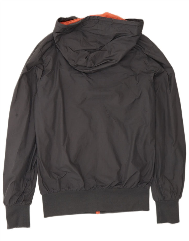 Jaqueta de chuva com capuz feminina Nike UK 10 pequena cinza poliéster esportiva