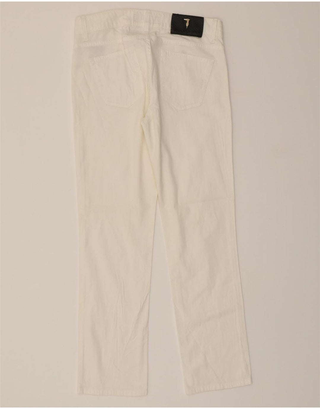 TRUSSARDI Womens Straight Casual Trousers W26 L27 Beige Cotton Vintage Trussardi and Second-Hand Trussardi from Messina Hembry 