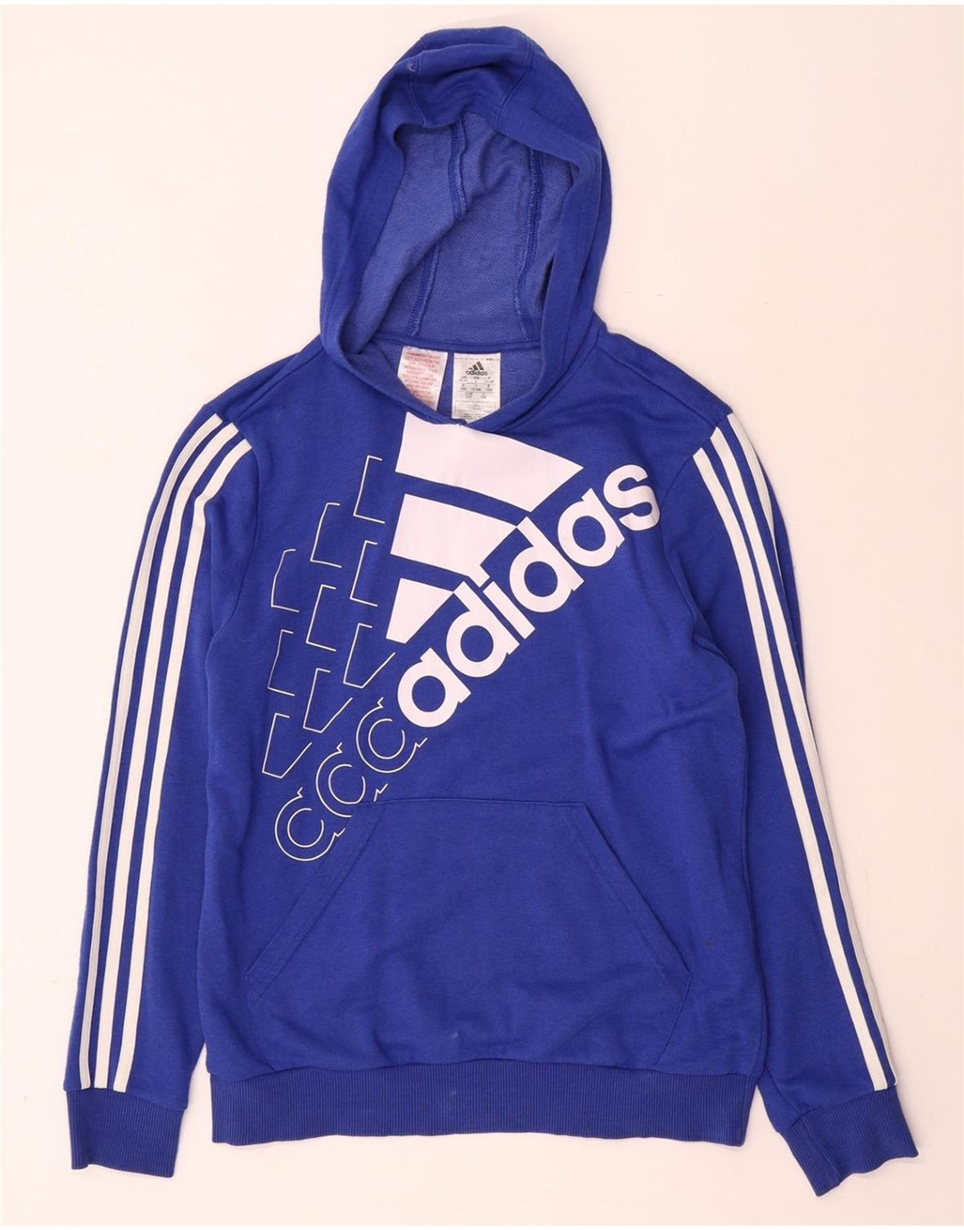 ADIDAS Meninos Graphic Hoodie Jumper 13-14 Anos Azul Algodão