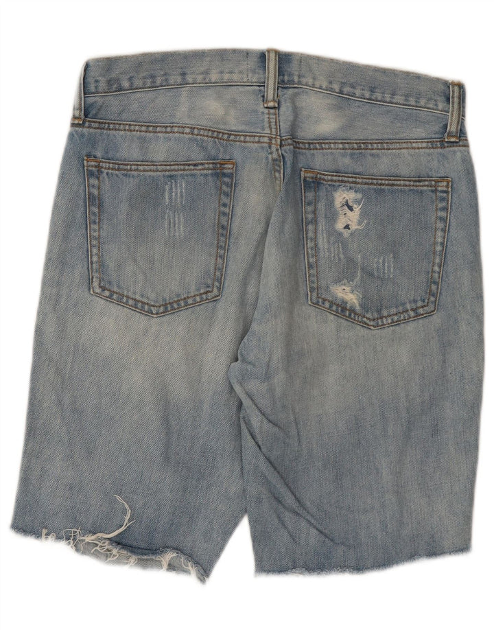 Shorts jeans slim desgastados masculinos GAP W31 algodão azul médio