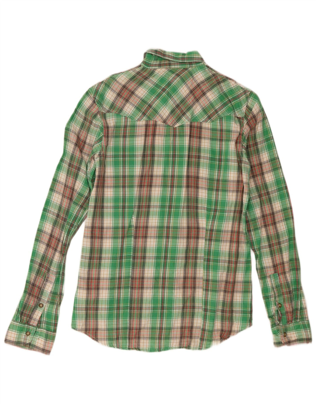 Wrangler Camisa masculina de flanela slim fit pequena verde xadrez de algodão