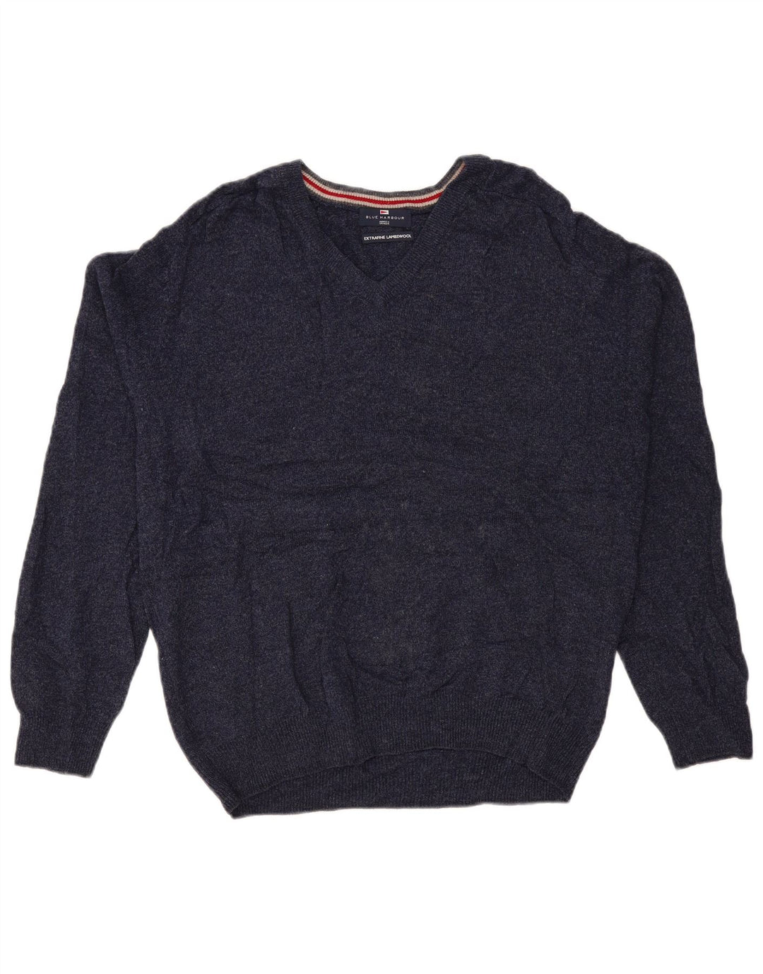 Suéter masculino Marks & Spencer Blue Harbor com decote em V grande azul marinho