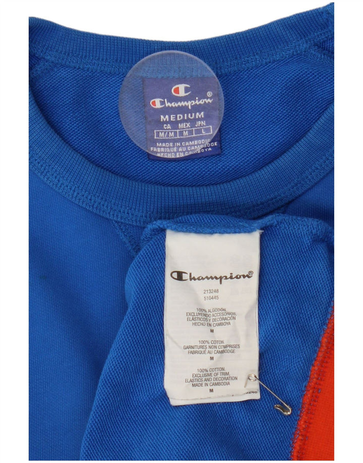 CHAMPION Suéter gráfico feminino Jumper Reino Unido 14 bloco colorido azul médio