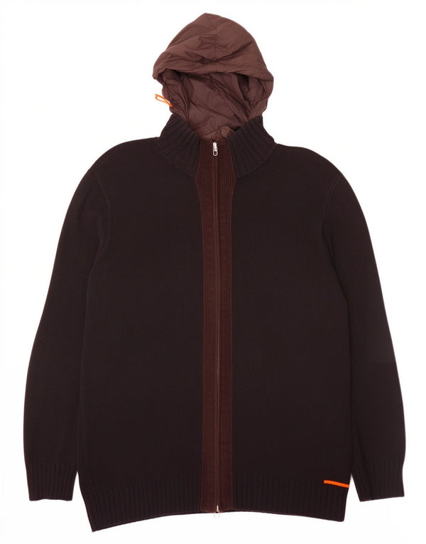 Suéter cardigã masculino com capuz Hugo Boss 2XL algodão marrom