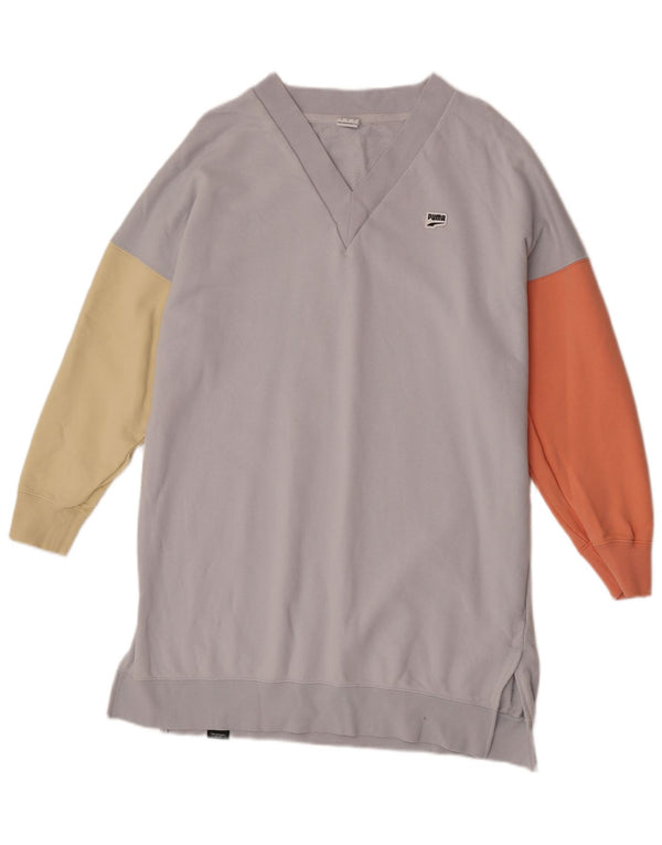 Puma feminino oversized moletom jumper vestido Reino Unido 14 grande bloco colorido azul