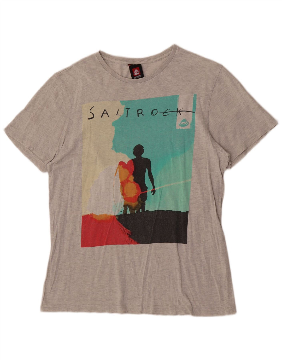 Camiseta masculina gráfica Saltrock Top algodão cinza médio