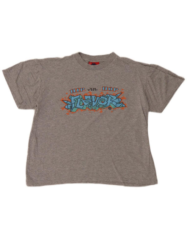 Camiseta feminina Kappa com estampa gráfica UK 14 algodão cinza médio