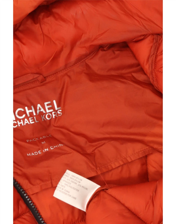 Casaco acolchoado com capuz feminino MICHAEL KORS Reino Unido 14 nylon laranja médio