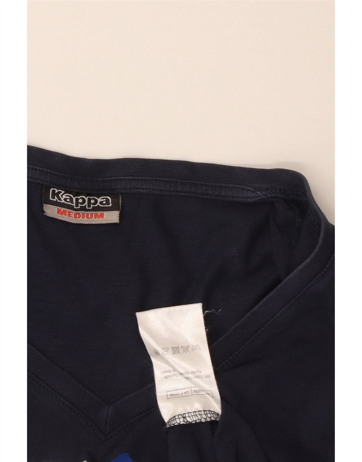 Camiseta feminina KAPPA com estampa gráfica UK 12 algodão azul marinho médio