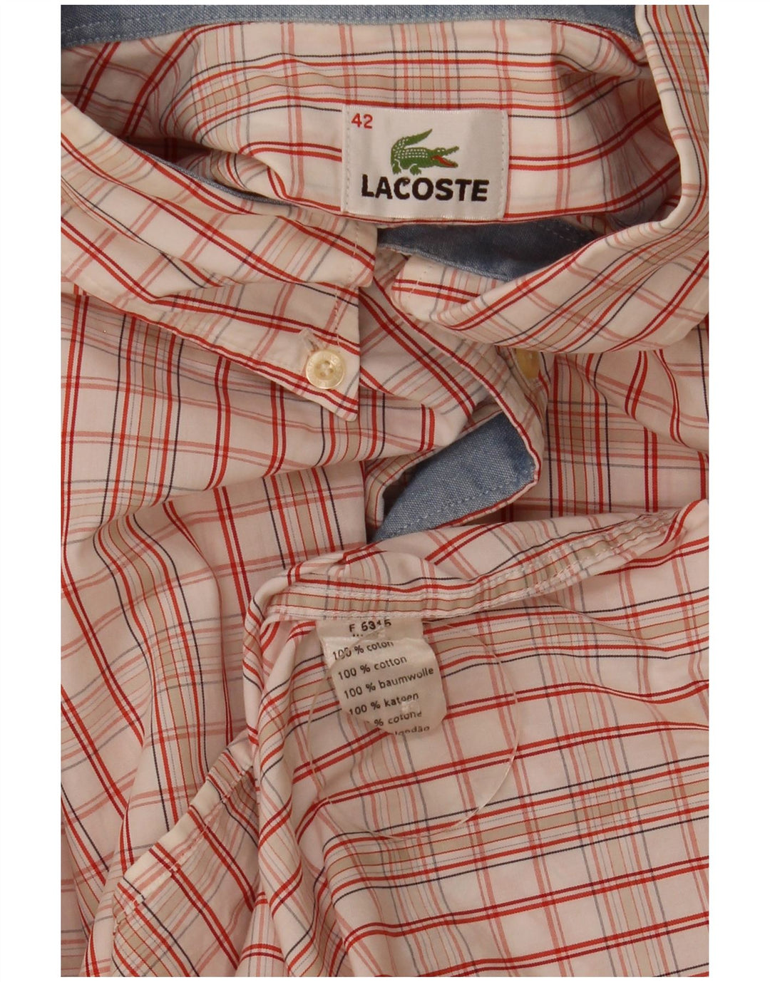 Camisa masculina Lacoste tamanho 42 grande algodão xadrez branco