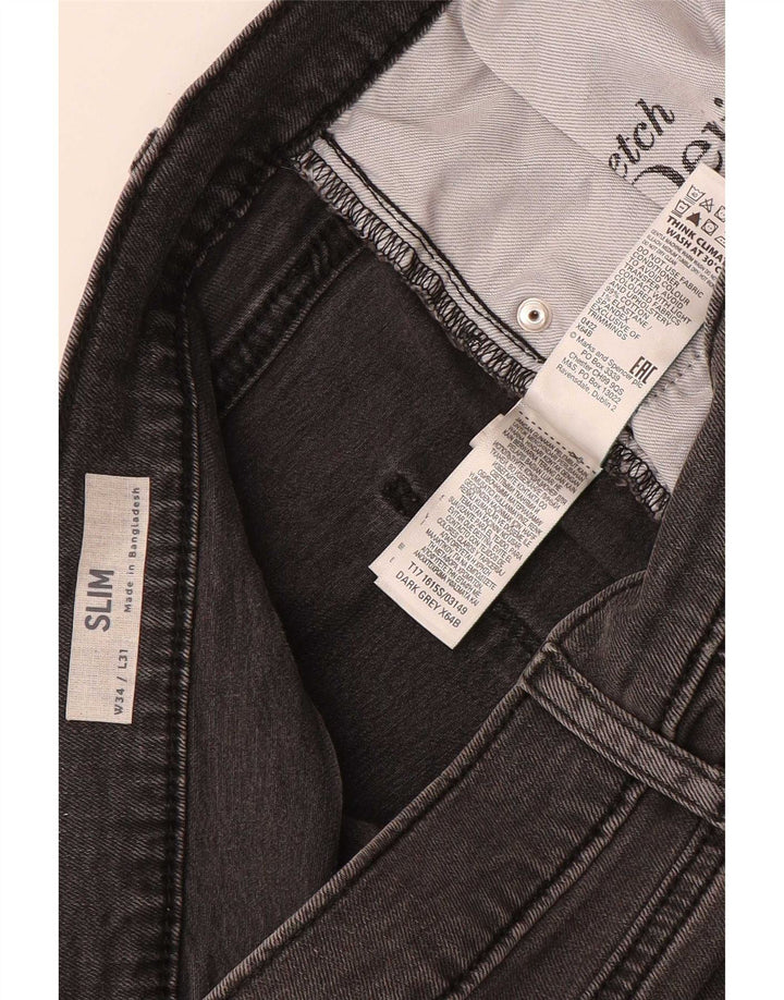 Marks & Spencer Mens Slim Jeans W34 L31 Algodão Cinza