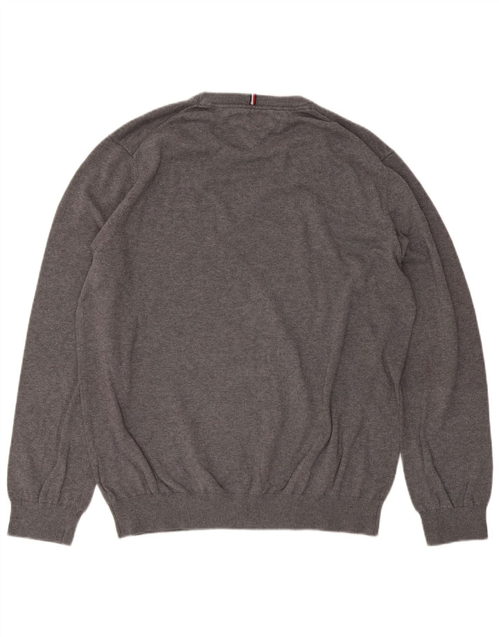 TOMMY HILFIGER Suéter masculino com gola redonda XL algodão cinza