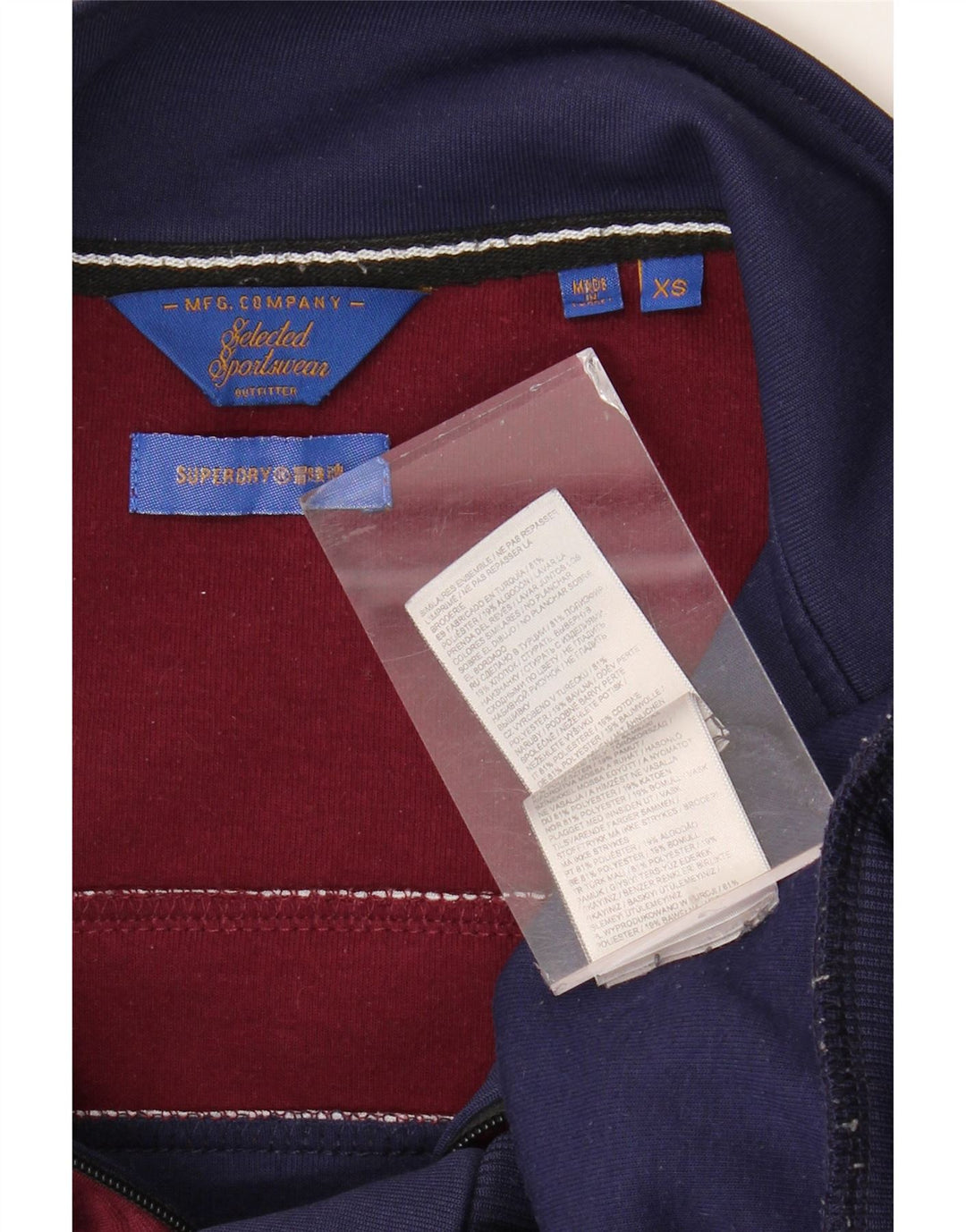 Jaqueta superior de agasalho masculino SUPERDRY XS azul marinho poliéster colorblock