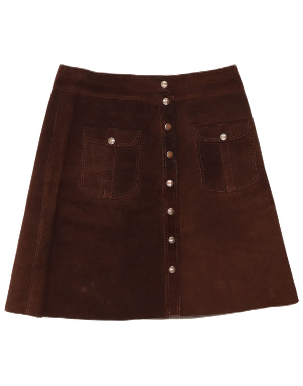 Saia feminina vintage de camurça W32 grande marrom