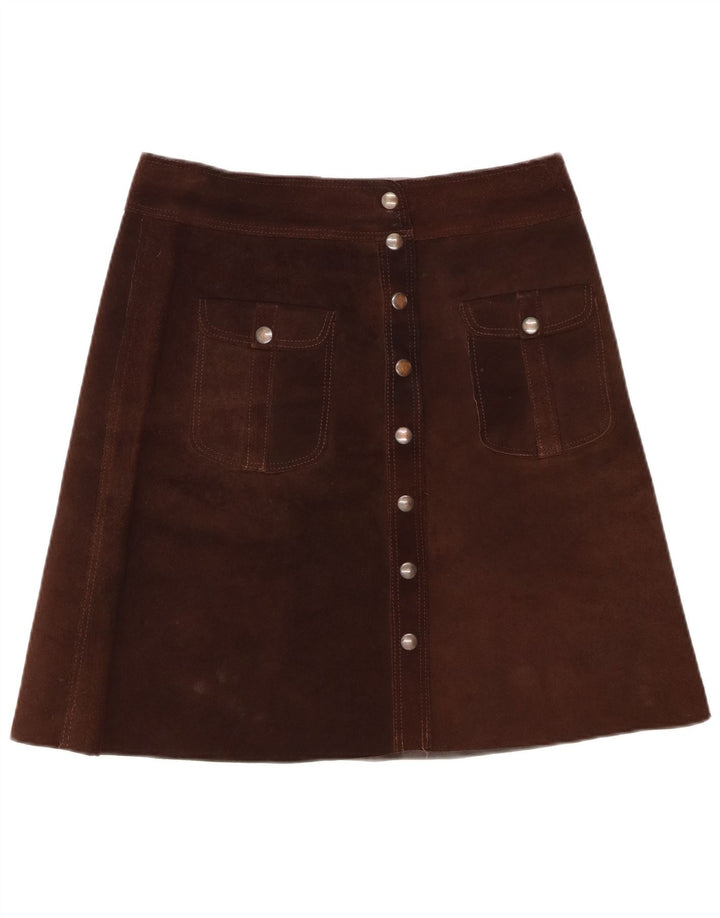 Saia feminina vintage de camurça W32 grande marrom