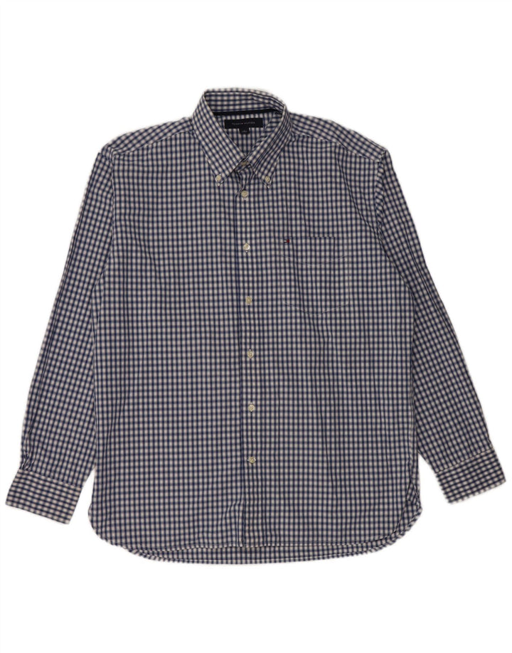 Camisa masculina TOMMY HILFIGER algodão guingão azul médio