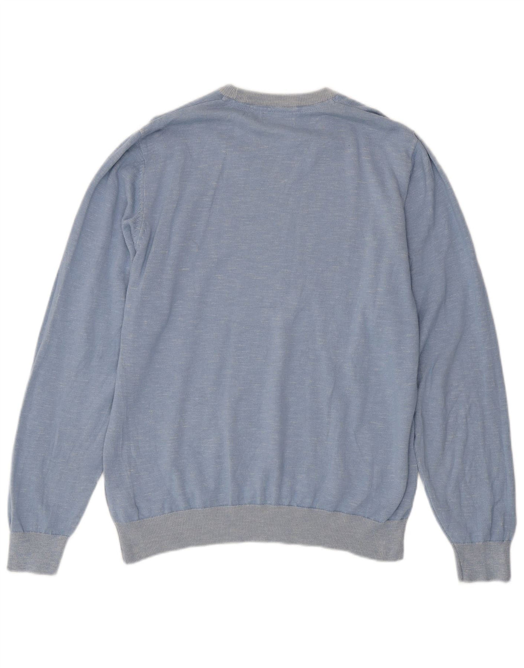 Suéter masculino Marks & Spencer com gola redonda grande manchado azul