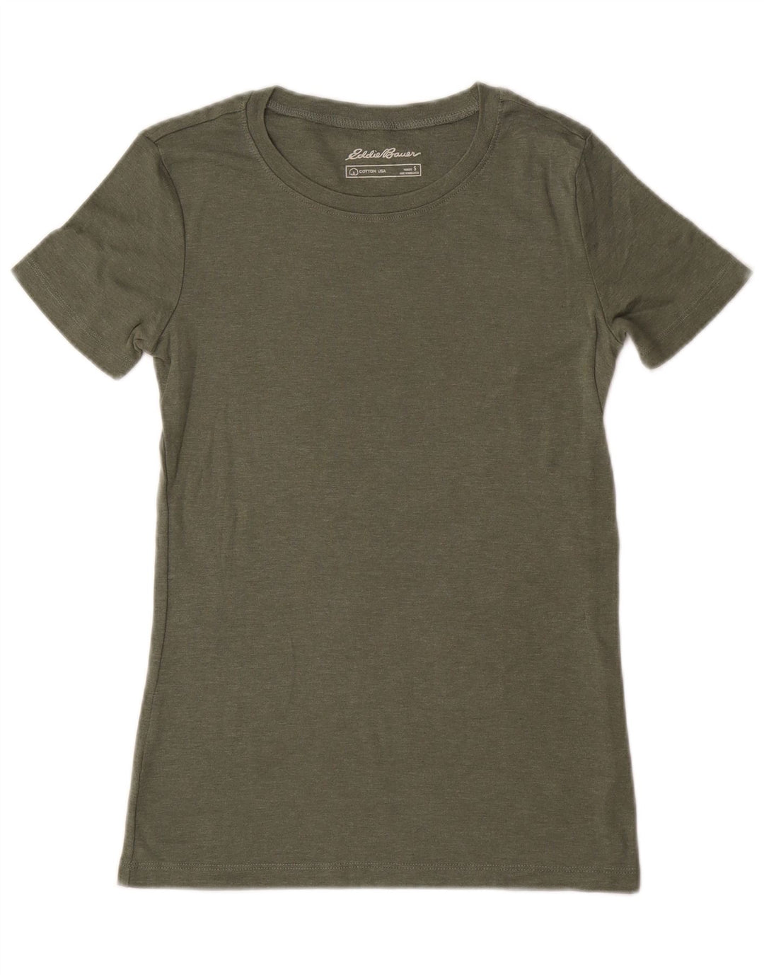 Camiseta feminina EDDIE BAUER Reino Unido 10 algodão cáqui pequeno